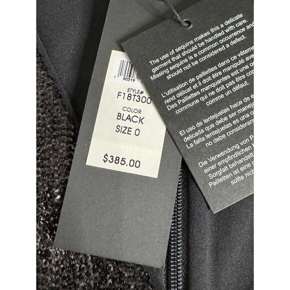 Rachel Zoe Top Sequin Peplum Short Flutter Sleeve Black Size 0 NEW - Picture 5 of 10